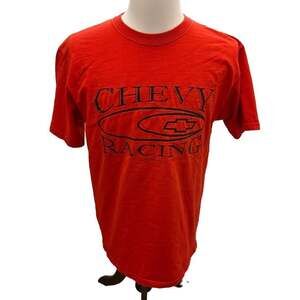 Vintage Chevy Racing Logo Graphic Red T-Shirt Size Large